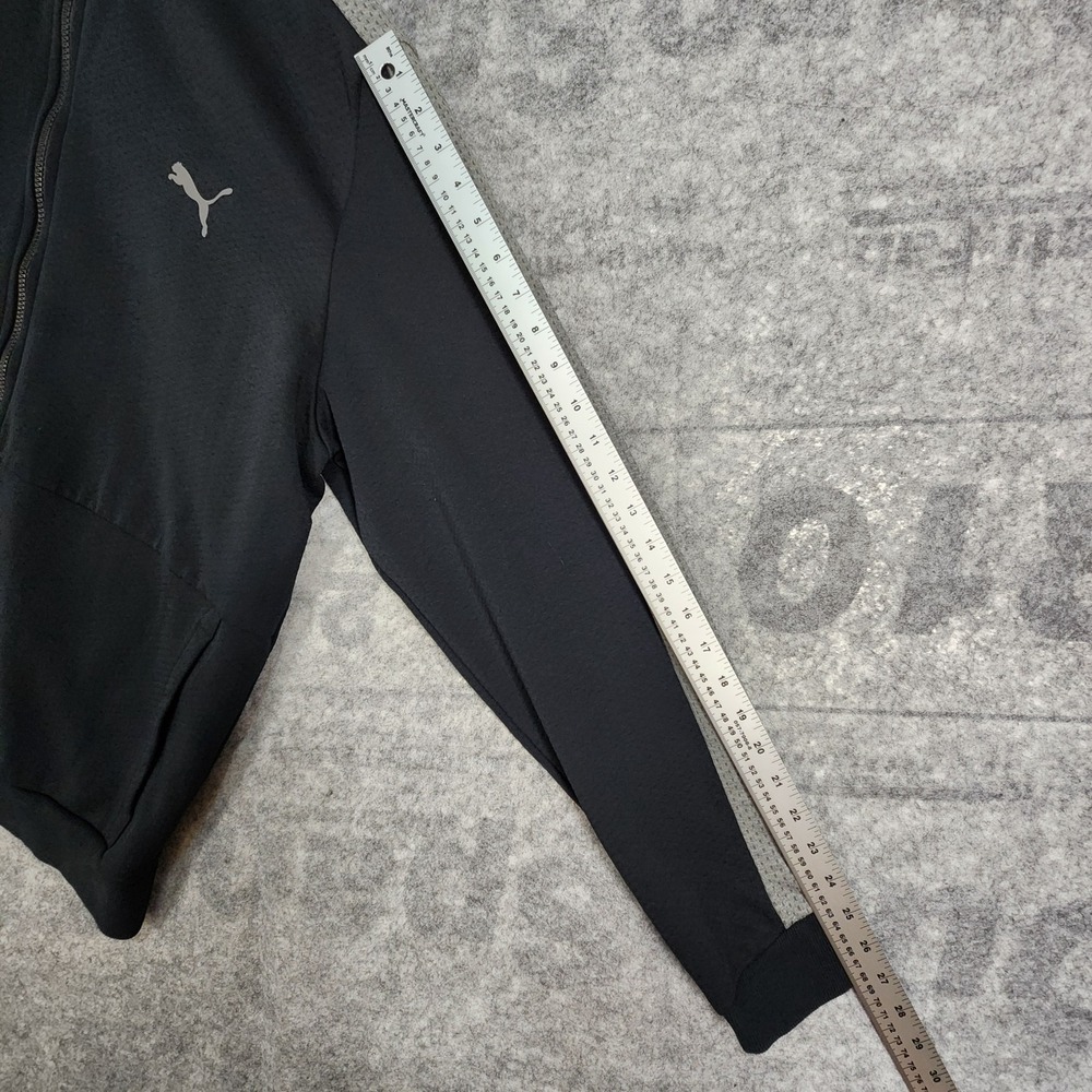 Puma Sweater Mens Size 2XL Full Zip logo Black Gray strips on sleeves - Picture 8 of 12